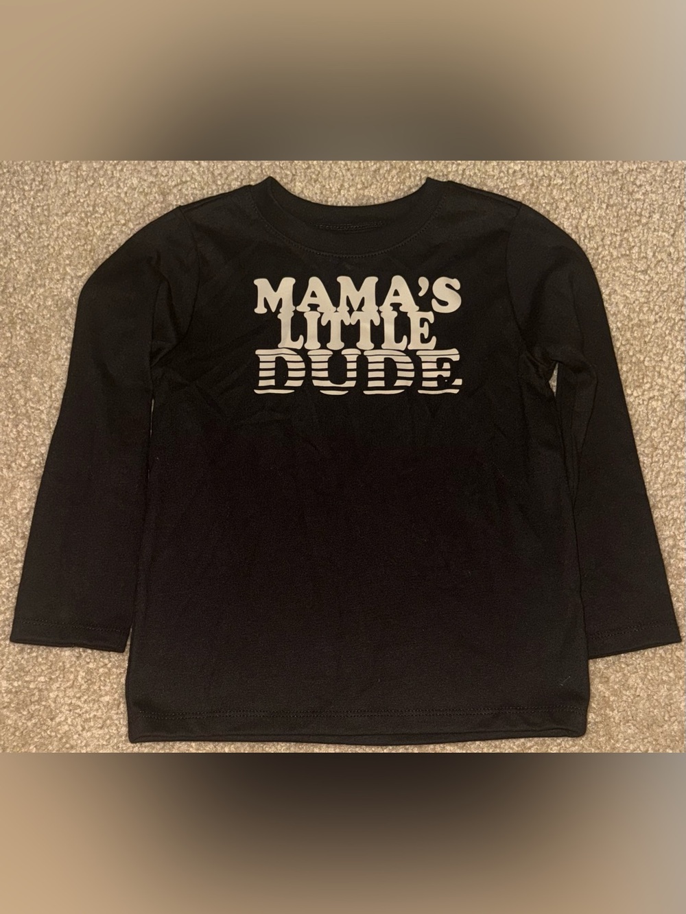 Mama's Little Dude Black Long-Sleeve Kids Tee